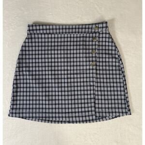 Hollister Plaid Faux Wrap Skirt Buttons Size M Preppy Prep Academia School Girl
